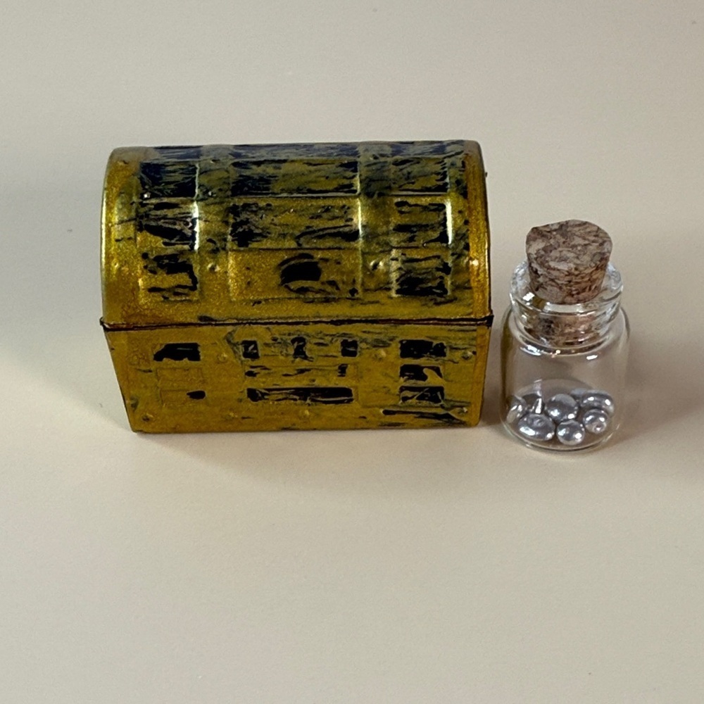 Gold Trinket Box with .999 One Gram Of Fine Silver Glass Jar - Trinket